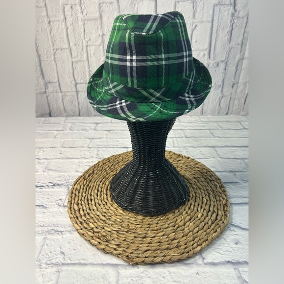 Green Plaid Fedora Hat - Picture 2 of 5